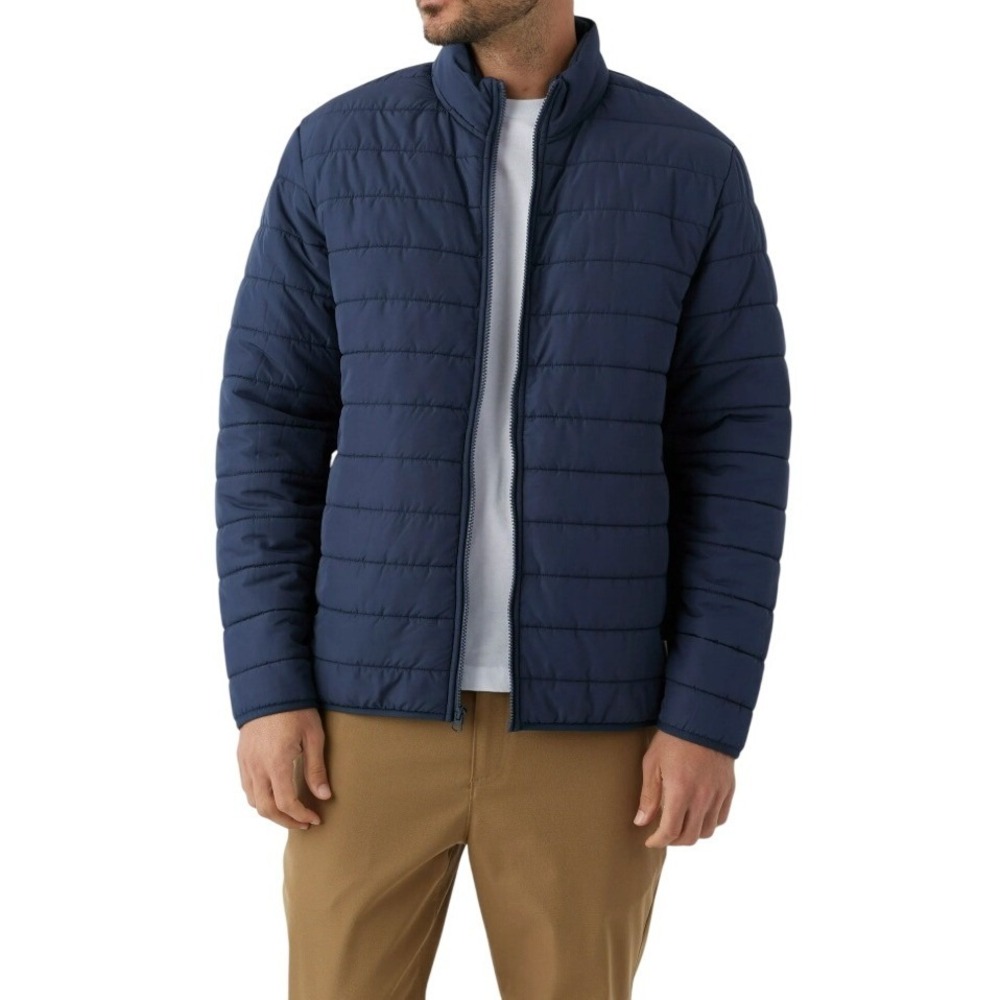 NEW Weatherproof Vintage Men Puffer Jacket Navy Quilted  Fleece Lined XL